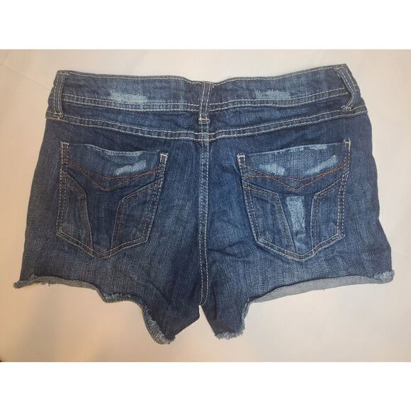 jean shorts, distressed  with frayed hem, juniors size 11 - Picture 2 of 5